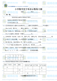 小学数学用字母表示数练习题