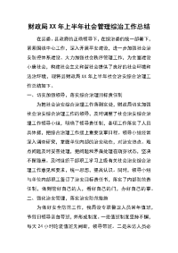 财政局xx年上半年社会管理综治工作总结