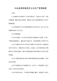 污水处理有限责任公司生产管理制度