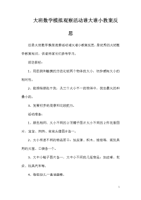 大班数学模拟观察活动谁大谁小教案反思