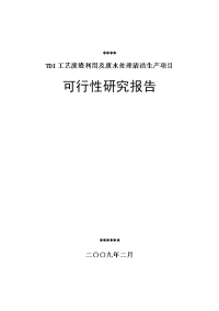 TDI工艺废渣及废水处理清洁生产研究报告