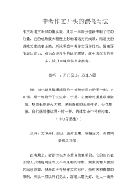 中考作文开头的漂亮写法