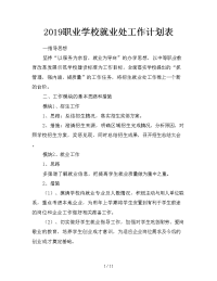 2019职业学校就业处工作计划表