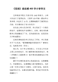 《亮剑》读后感400字小学作文