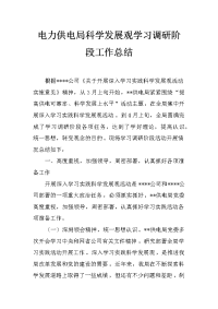 电力供电局科学发展观学习调研阶段工作总结