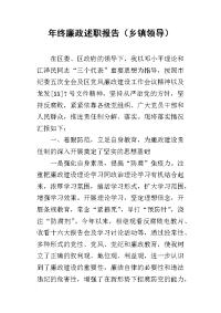 年终廉政的述职报告（乡镇领导）