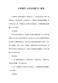 中班数学《家里的数字》教案