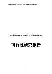 大排量运动休闲动力平台出口产品加工基地项目可行性研究报告