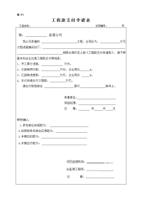 工程款支付申请表格式等多种表格