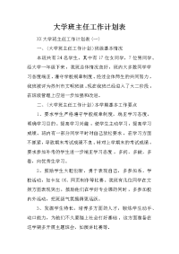 大学班主任工作计划表