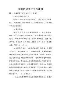 学前班班主任工作计划