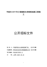 平度2019年小型病险水库除险加固工程施工