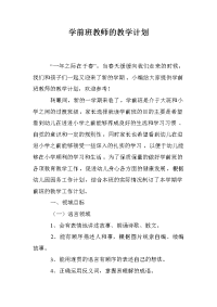 学前班教师的教学计划