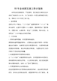 xx年企业团支部工作计划表