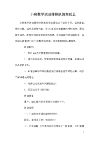 小班数学活动排排队教案反思