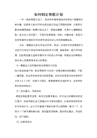 寒假计划 寒假计划集锦 如何制定寒假计划