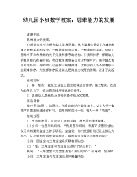 幼儿园小班数学教案：思维能力的发展