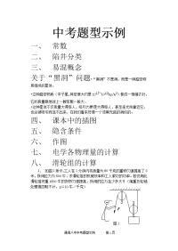 初中物理中考题型示例