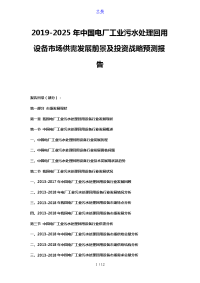 2019-2025年中国电厂工业污水处理回用设备市场供需发展前景及投资战略预测报告