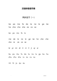 汉语拼音音节表全