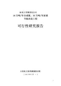 化工有限责任公司18万吨年合成氨、30万吨年尿素节能改造工程可行性研究报告