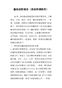 廉政的述职报告（县政府调研员）