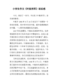 小学生作文《叶挺将军》读后感