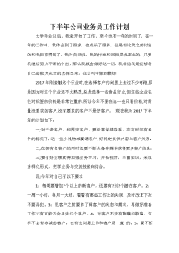 业务员工作计划 业务员工作计划集锦 下半年公司业务员工作计划