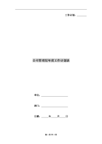公司管理层年度工作计划表