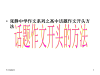 张静中学作文系列之高中话题作文开头方法