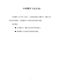 中班数学《认识9》