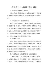 公司员工个人每日工作计划表