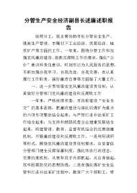 分管生产安全经济副县长述廉的述职报告