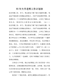 xx年大学老师工作计划表