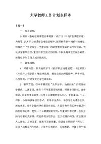 大学教师工作计划表样本.doc