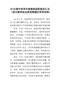 xx红旗中学学年度教师述职报告汇总（语文数学政治英语物理化学等老师）