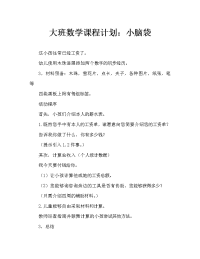 幼儿大班数学教案：小当家