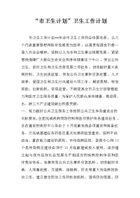 “市卫生计划”卫生工作计划