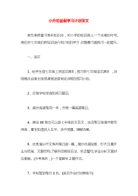 小升初暑假学习计划范文