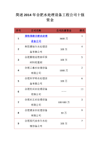 简述2014年合肥水处理设备工程公司十强资金