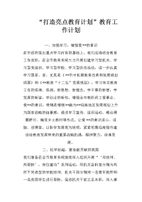 “打造亮点教育计划”教育工作计划