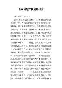 公司经理年度的述职报告