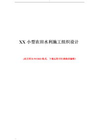 某 小型农田水利施工组织设计方案(中标项目)