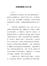 2019学前班教师工作计划