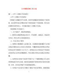 计划方案-公司销售经理工作计划