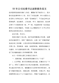 xx年公司纪委书记述职报告范文