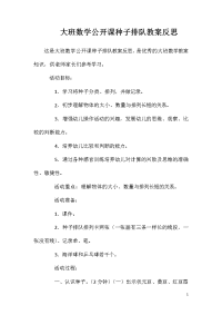 大班数学公开课种子排队教案反思