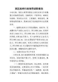 某区政府行政领导的述职报告