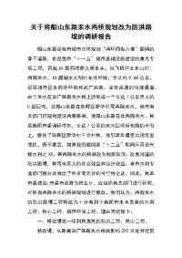 关于将船山东路耒水两桥规划改为防洪路堤的调研报告