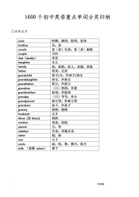 初中英语重点单词分类归纳